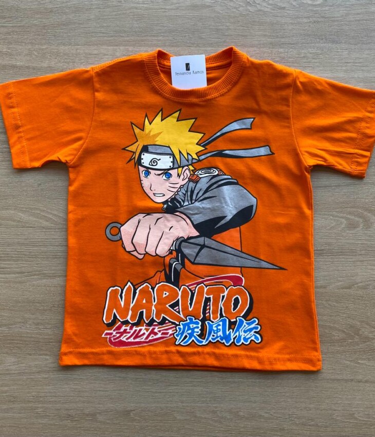 Camiseta Infantil Masculina Laranja com Estampa Fernanda Ramos Kids