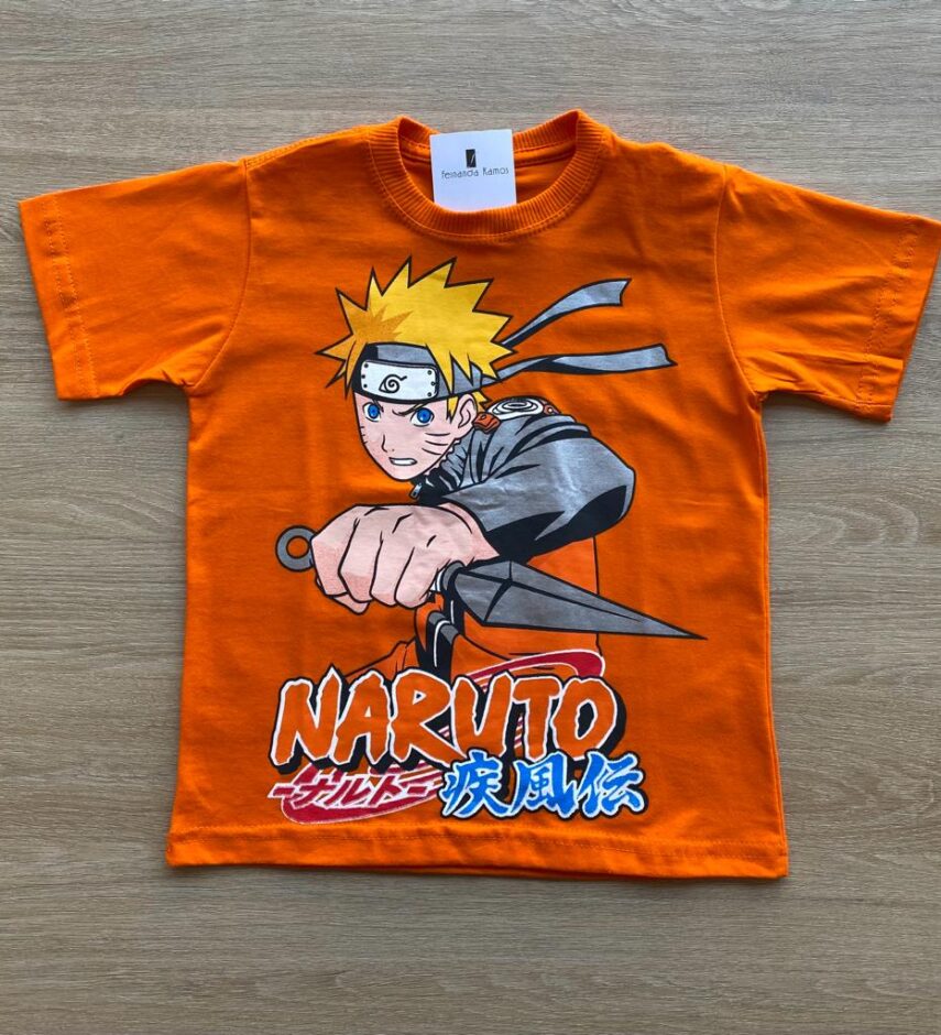 Camiseta Infantil Masculina Laranja com Estampa Fernanda Ramos Kids