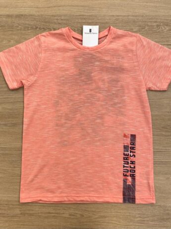Camiseta Infantil Masculina Laranja com Estampa de Guitarra Fernanda Ramos Kids