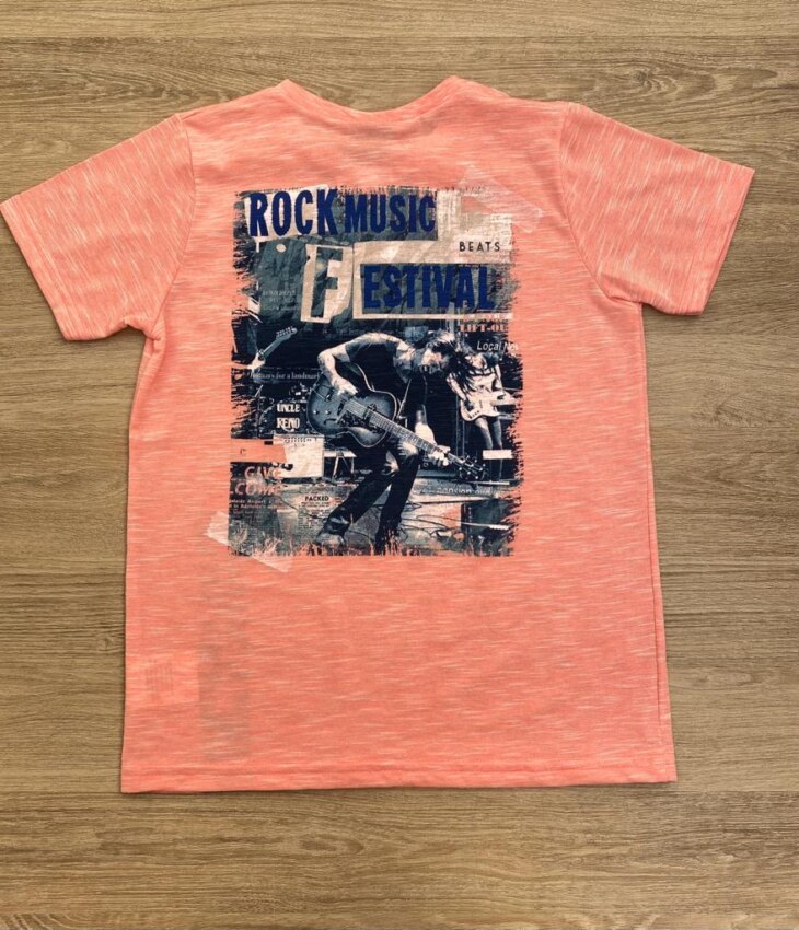fernandaramoskids com br Camiseta Infantil Masculina Laranja com Estampa de Guitarra4