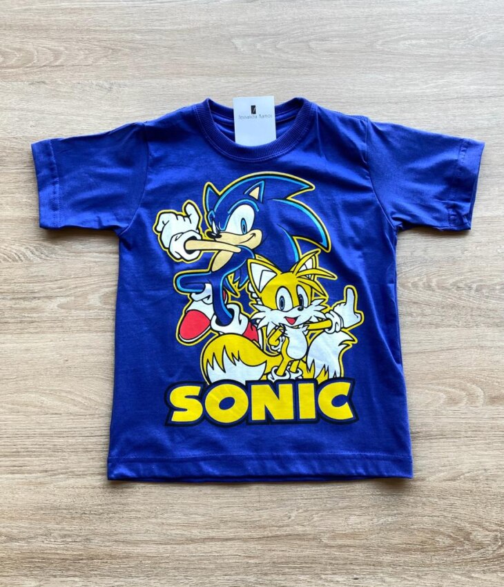 Camiseta Infantil Masculina Manga Curta Azul Bic com Estampa Fernanda Ramos Kids
