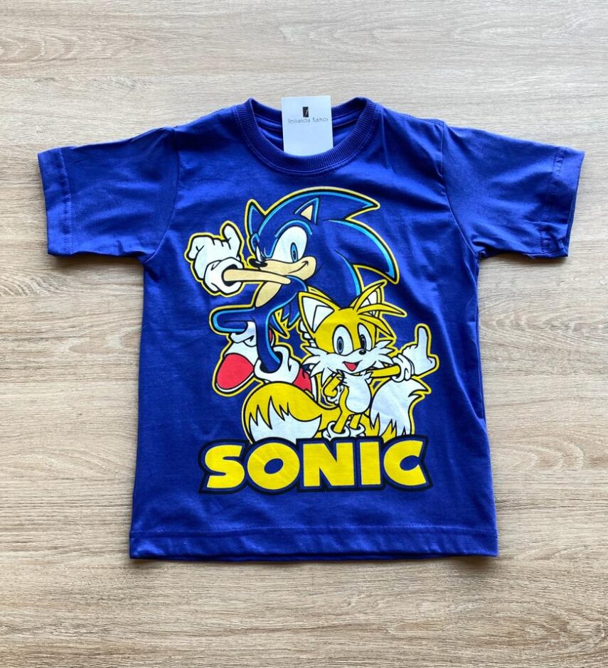 Camiseta Infantil Masculina Manga Curta Azul Bic com Estampa Fernanda Ramos Kids