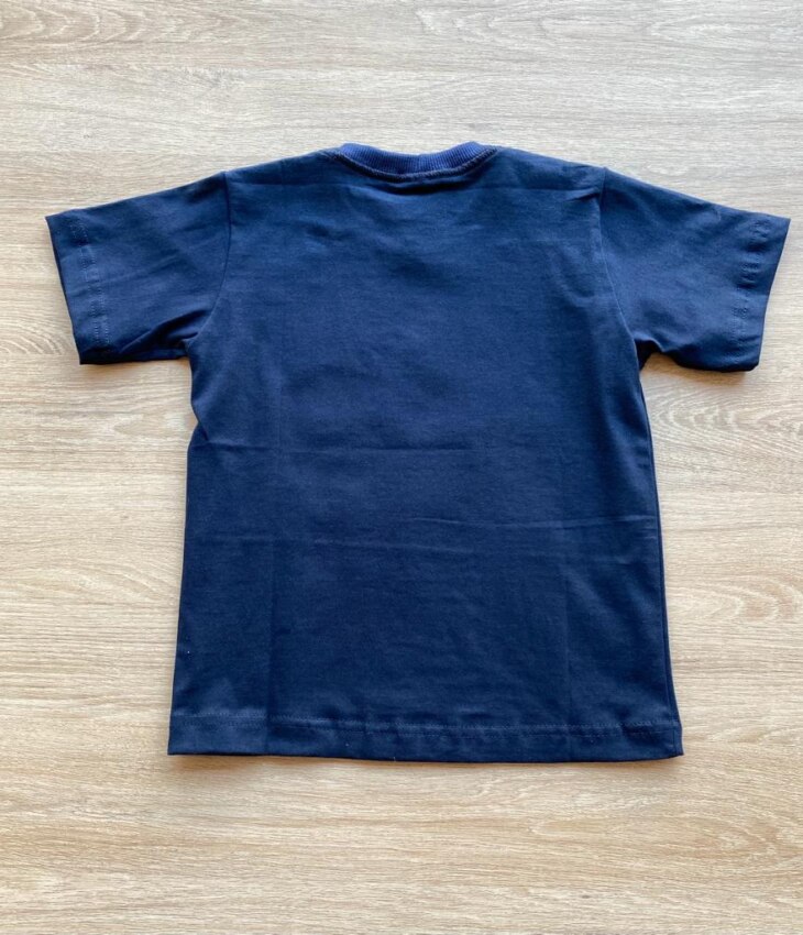 fernandaramoskids com br Camiseta Infantil Masculina Manga Curta Azul Marinho com Estampa1