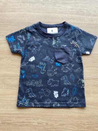 Camiseta Infantil Masculina Manga Curta Azul Marinho Estampada Fernanda Ramos Kids