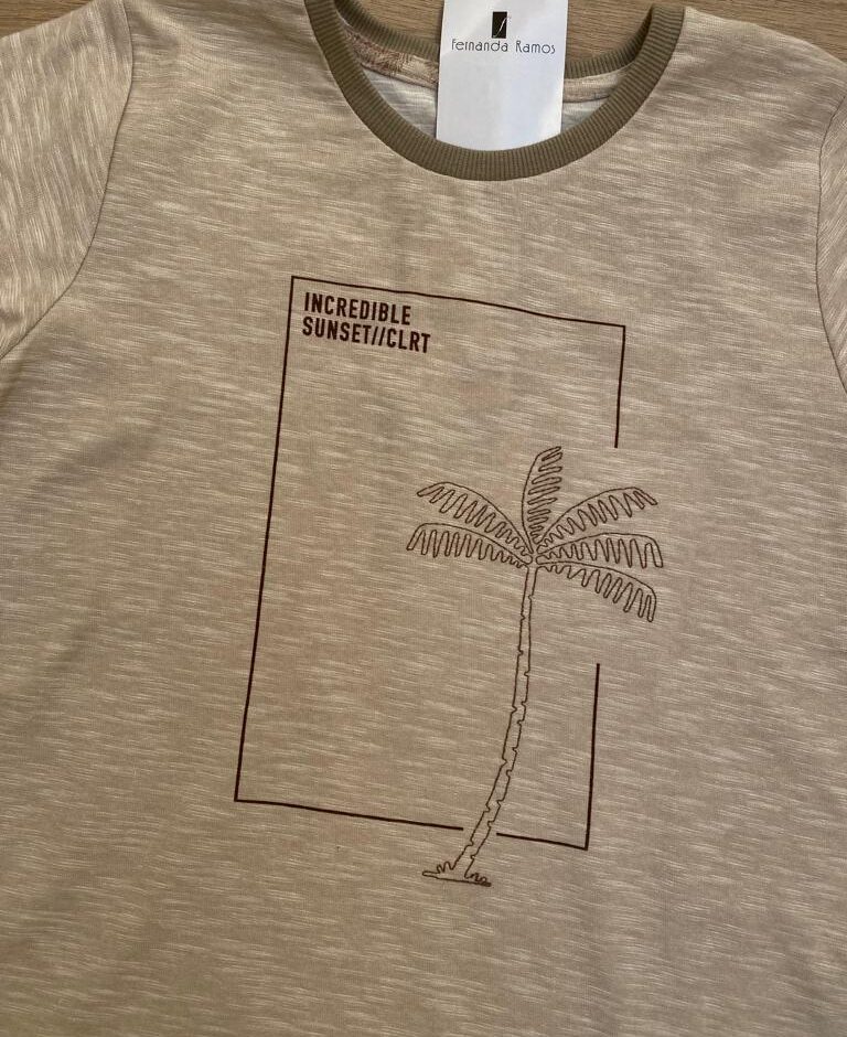 fernandaramoskids com br Camiseta Infantil Masculina Manga Curta Bege Coqueiro1