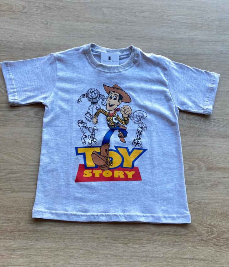 Camiseta Infantil Masculina Manga Curta Cinza com Estampa Fernanda Ramos Kids