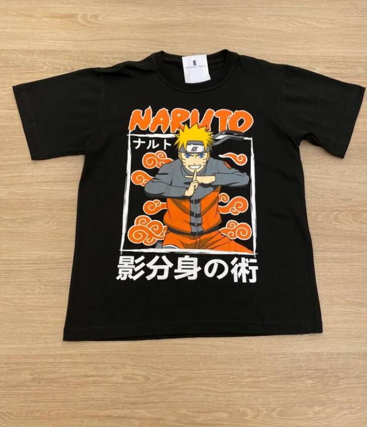 Camiseta Infantil Masculina Manga Curta Preta com Estampa Fernanda Ramos Kids