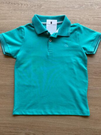 Camiseta Infantil Masculina Polo Essencial Slim Ogochi Verde Água Fernanda Ramos Kids
