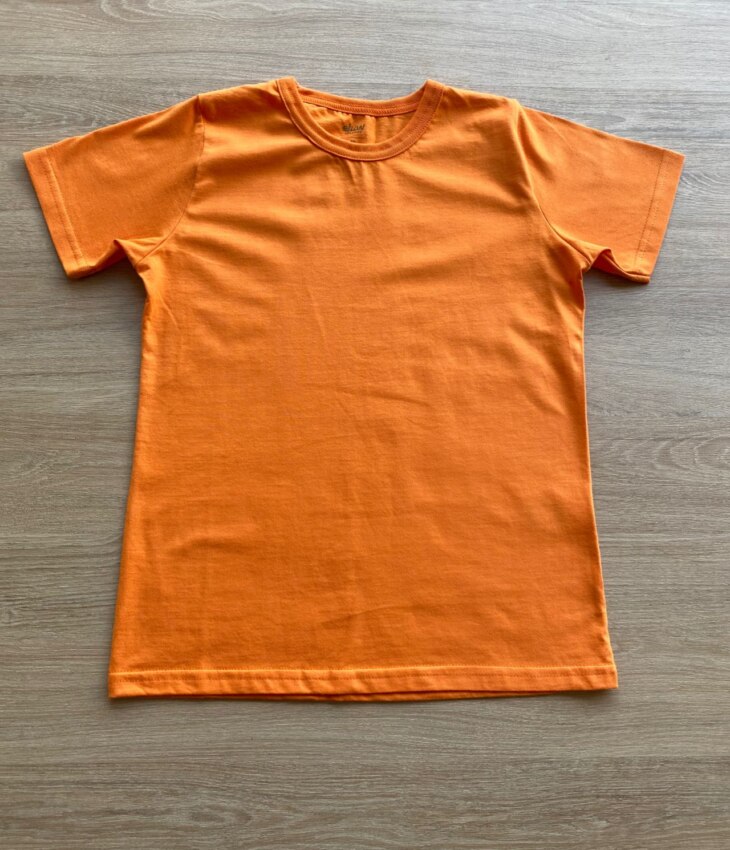Camiseta Masculina Infantil Básica Manga Curta Laranja Fernanda Ramos Kids