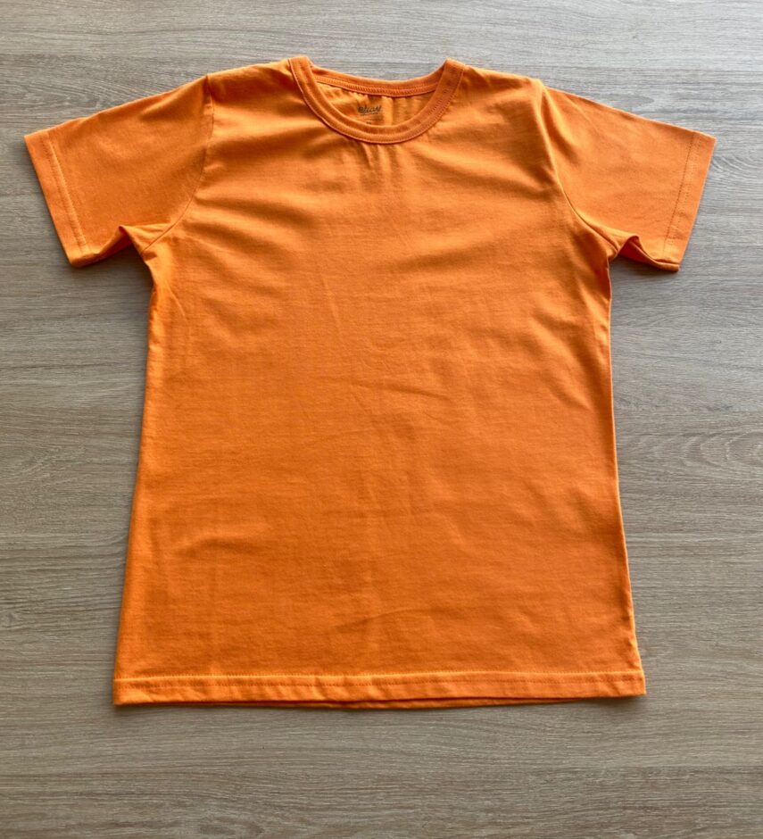 Camiseta Masculina Infantil Básica Manga Curta Laranja Fernanda Ramos Kids