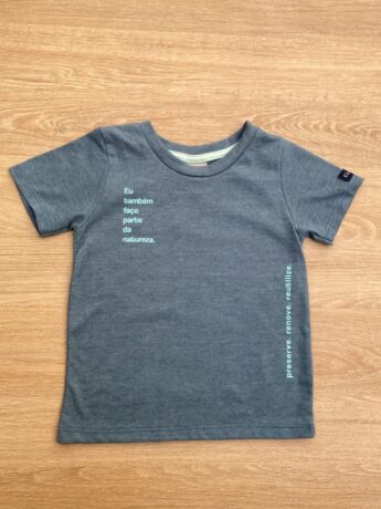 Camiseta Masculina Infantil Manga Curta Azul Mesclado Fernanda Ramos Kids