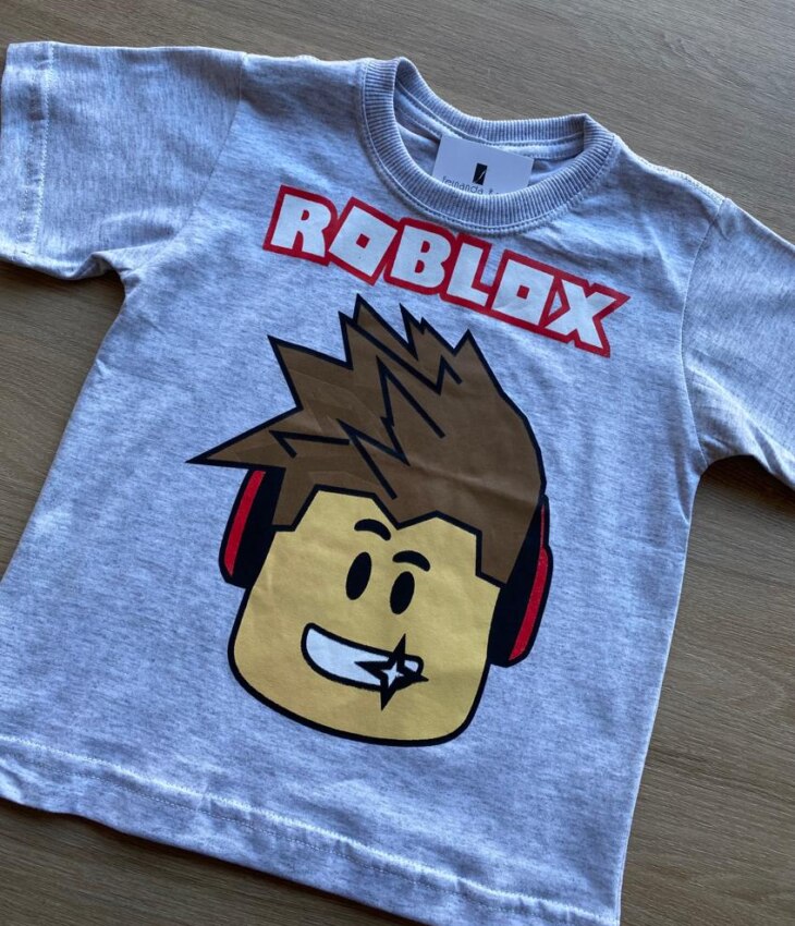 fernandaramoskids com br Camiseta Masculina Infantil Manga Curta Cinza com Estampa1