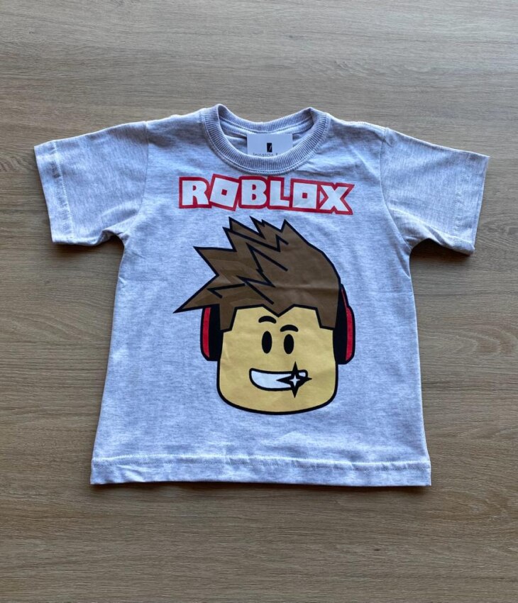 Camiseta Masculina Infantil Manga Curta Cinza com Estampa Fernanda Ramos Kids