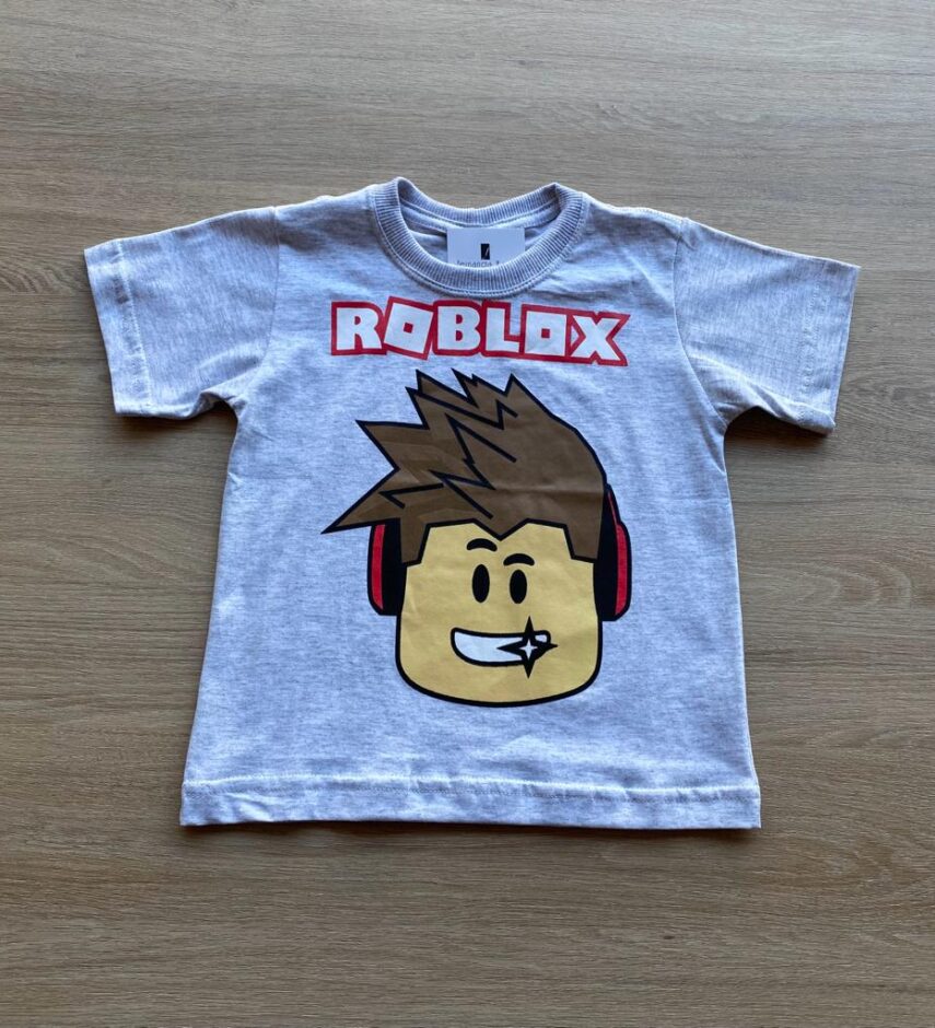 Camiseta Masculina Infantil Manga Curta Cinza com Estampa Fernanda Ramos Kids