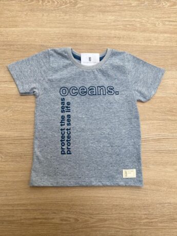 Camiseta Masculina Infantil Manga Curta Oceans Azul Mesclado Fernanda Ramos Kids