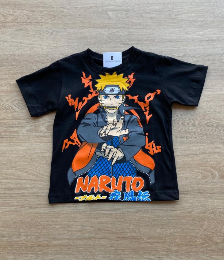 Camiseta Masculina Infantil Manga Curta Preta com Estampa Fernanda Ramos Kids