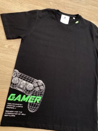 fernandaramoskids com br Camiseta Masculina Infantil Manga Curta Preta Gamer1