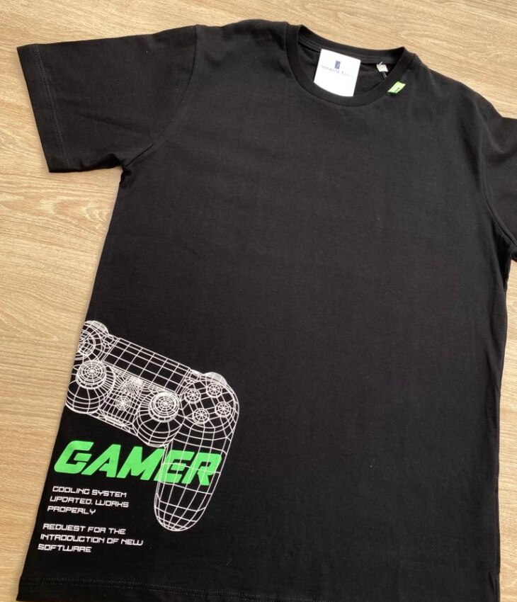 fernandaramoskids com br Camiseta Masculina Infantil Manga Curta Preta Gamer1