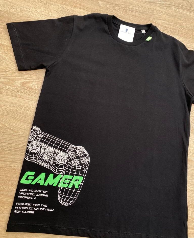 fernandaramoskids com br Camiseta Masculina Infantil Manga Curta Preta Gamer1