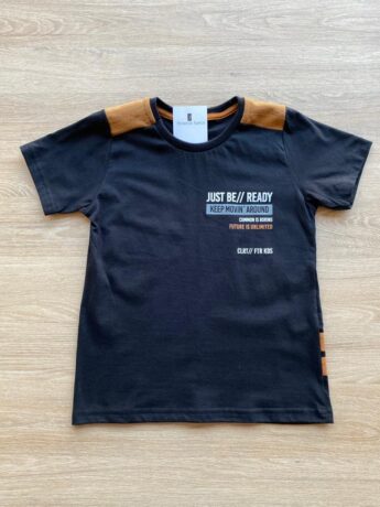 fernandaramoskids_com_br- Camiseta Masculina Infantil Manga Curta Preta Just Be Fernanda Ramos Kids