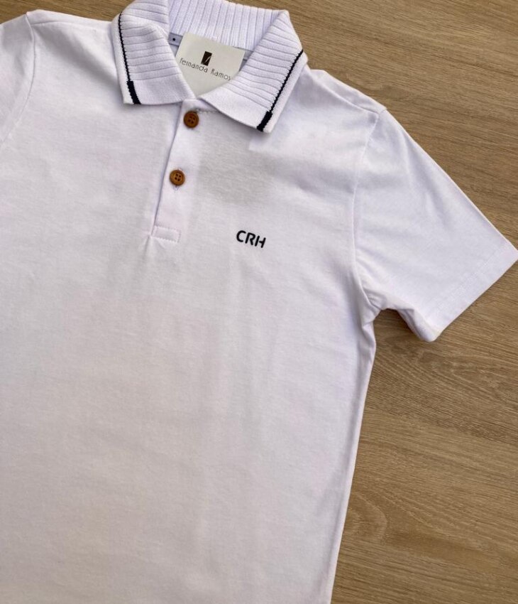 fernandaramoskids com br Camiseta Masculina Infantil Polo Tradicional Branca1