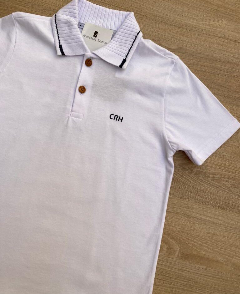 fernandaramoskids com br Camiseta Masculina Infantil Polo Tradicional Branca1