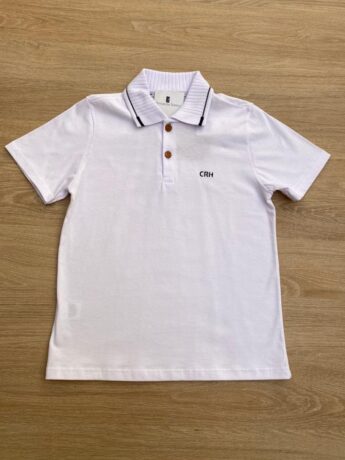 Camiseta Masculina Infantil Polo Tradicional Branca Fernanda Ramos Kids