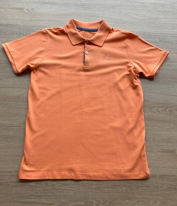 Camiseta Polo Masculina Infantil Manga Curta Essencial Laranja Fernanda Ramos Kids
