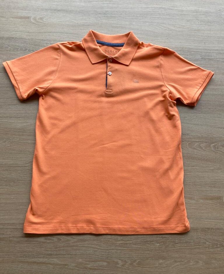 Camiseta Polo Masculina Infantil Manga Curta Essencial Laranja Fernanda Ramos Kids