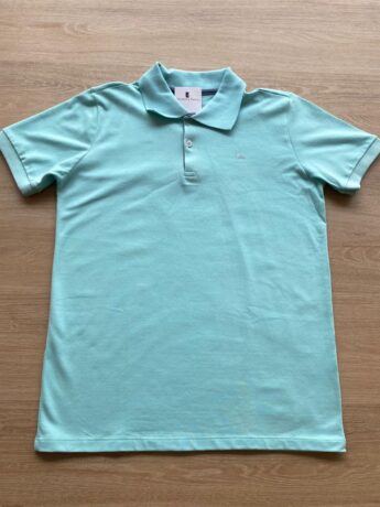 Camiseta Polo Masculina Infantil Manga Curta Essencial Verde Água Fernanda Ramos Kids