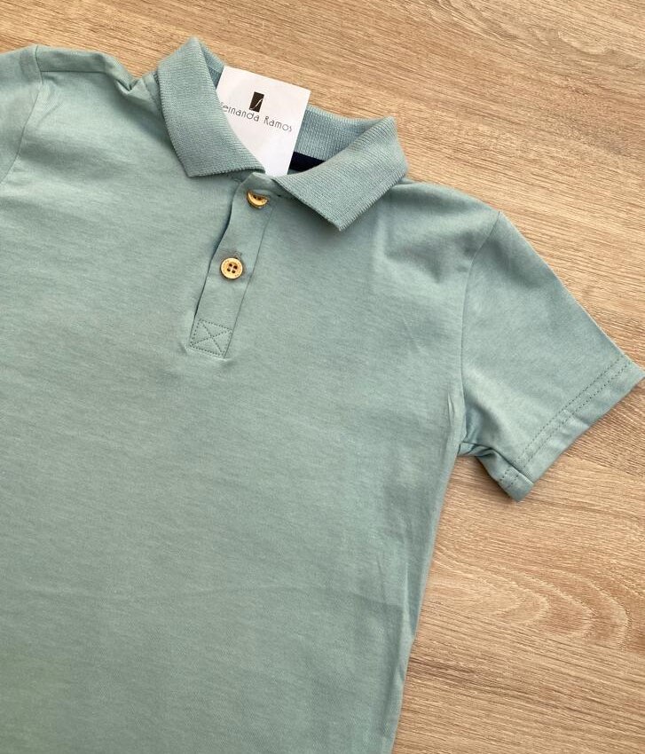 fernandaramoskids com br Camiseta Polo Masculina Infantil Manga Curta Verde1