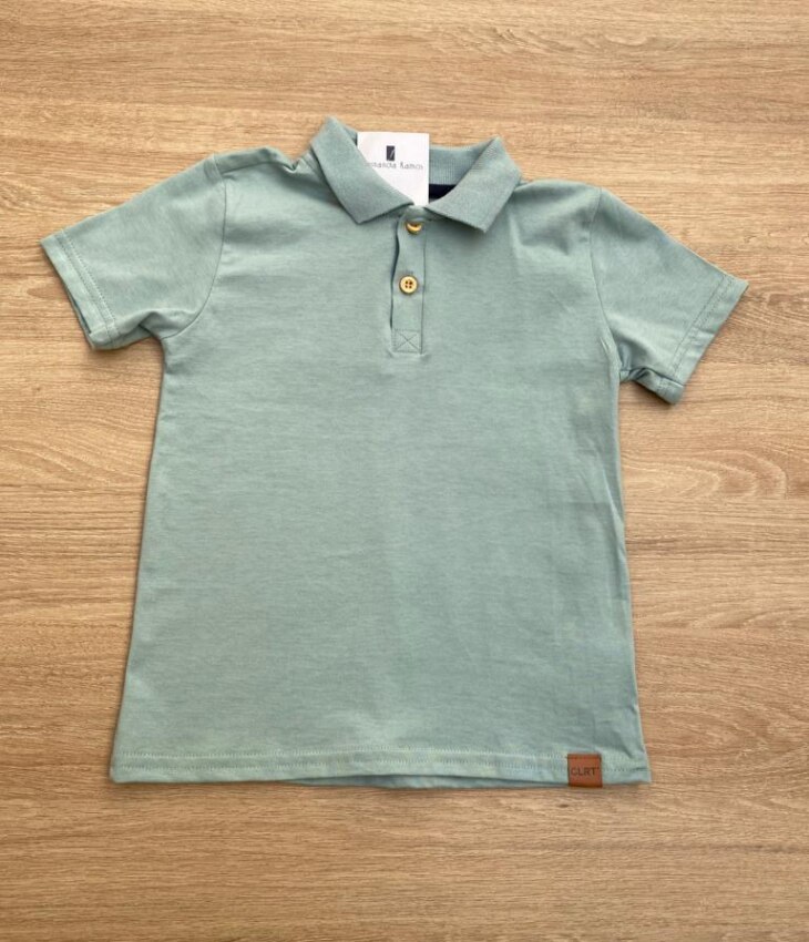 Camiseta Polo Masculina Infantil Manga Curta Verde Fernanda Ramos Kids