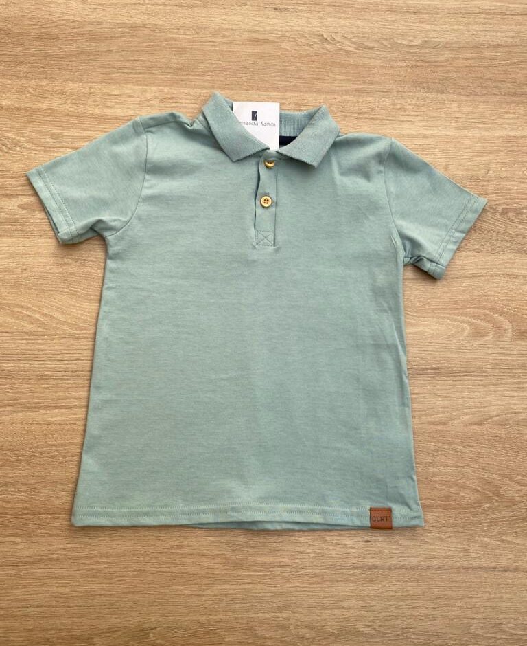Camiseta Polo Masculina Infantil Manga Curta Verde Fernanda Ramos Kids