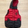 Colete Infantil Masculino Touca Removível Vermelho com Detalhes Preto Fernanda Ramos Kids