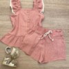 fernandaramoskids com br Conjunto Feminino Infantil Cropped com Botões e Short Rose1
