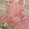fernandaramoskids com br Conjunto Feminino Infantil Cropped com Botões e Short Rose2