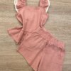 fernandaramoskids com br Conjunto Feminino Infantil Cropped com Botões e Short Rose3