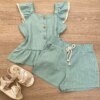 fernandaramoskids com br Conjunto Feminino Infantil Cropped com Botões e Short Verde1