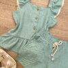 fernandaramoskids com br Conjunto Feminino Infantil Cropped com Botões e Short Verde2