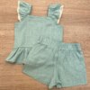 fernandaramoskids com br Conjunto Feminino Infantil Cropped com Botões e Short Verde4
