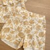 fernandaramoskids com br Conjunto Feminino Infantil Cropped e Short Estampado Bege2