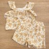 fernandaramoskids com br Conjunto Feminino Infantil Cropped e Short Estampado Bege3