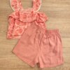fernandaramoskids com br Conjunto Feminino Infantil Cropped Estampado e Short Salmão com Bolsos3