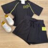 fernandaramosstore_com_br- Conjunto Feminino Juvenil Cropped e Short Preto com Detalhe Verde Lima Fernanda Ramos Kids