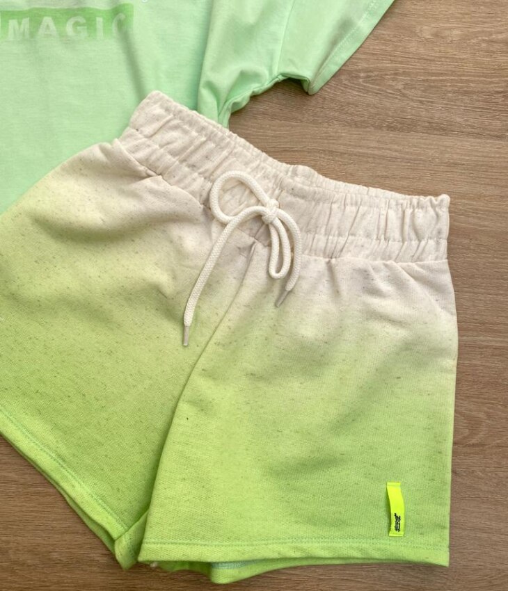 fernandaramoskids com br Conjunto Feminino Juvenil Magic Cropped e Short Verde2