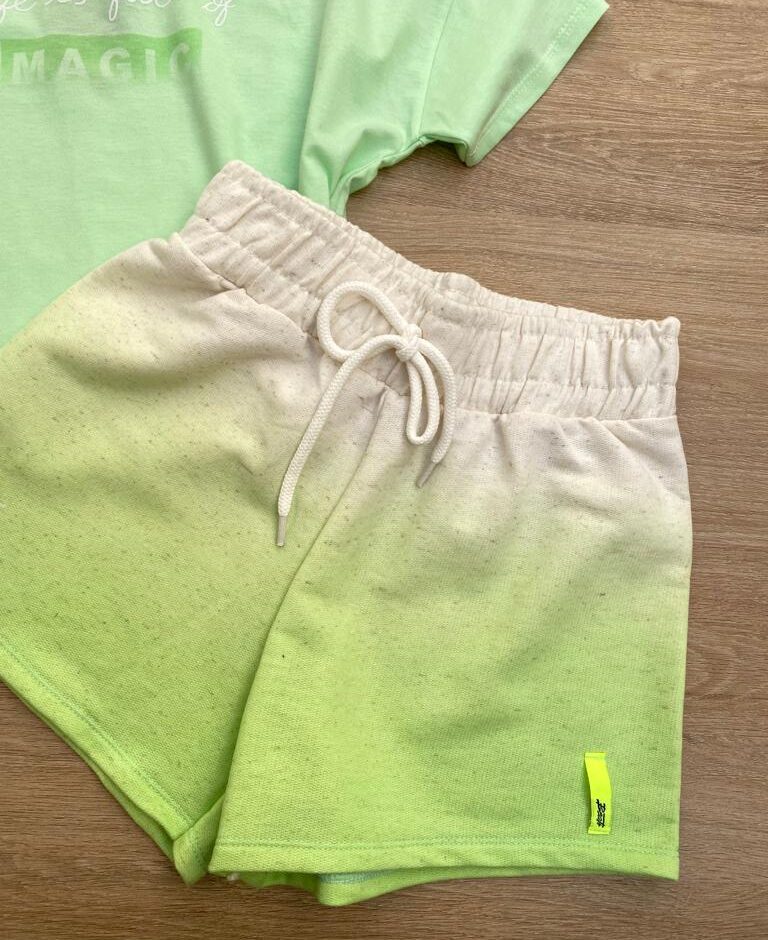 fernandaramoskids com br Conjunto Feminino Juvenil Magic Cropped e Short Verde2