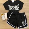 Conjunto Feminino Juvenil Sunshine Blusa e Short Preto Fernanda Ramos Kids