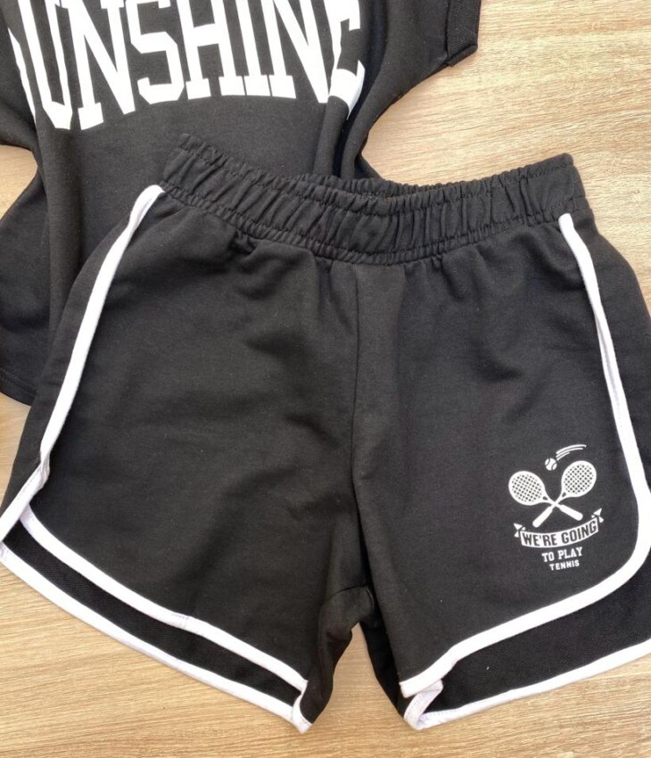 fernandaramosstore com br Conjunto Feminino Juvenil Sunshine Blusa e Short Preto2
