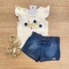 Conjunto Infantil Feminino Blusa com Babado e Short de Laço Fernanda Ramos Kids