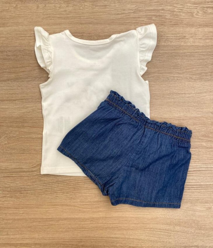 fernandaramoskids com br Conjunto Infantil Feminino Blusa com Babado e Short de Laço4